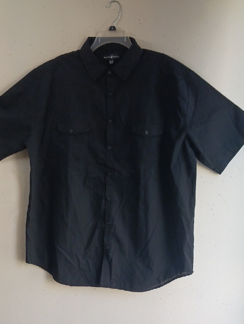 Beverly Hills Polo Club Black Short-Sleeve Button-Down Shirt, New, Size 3XLB